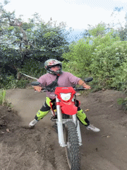 Dirt biking a jungle trail in Kubu, Bali