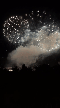 Fireworks display lights up night sky in Gabrovo, Bulgaria