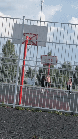 Summer afternoon at sports complex in Chernushka, Russia