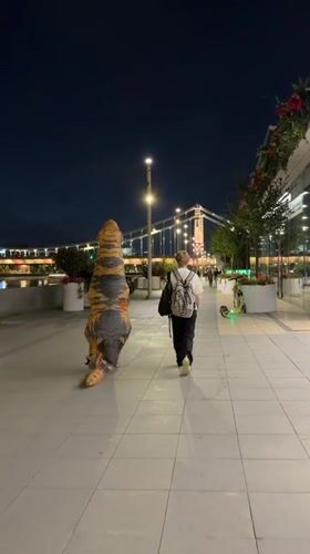 Night stroll through Moscow: dinosaur costumes, neon signs, and flowers