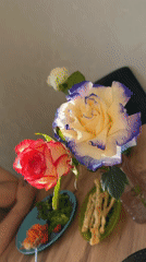 Breakfast table with patriotic roses documented in Izhevsk
