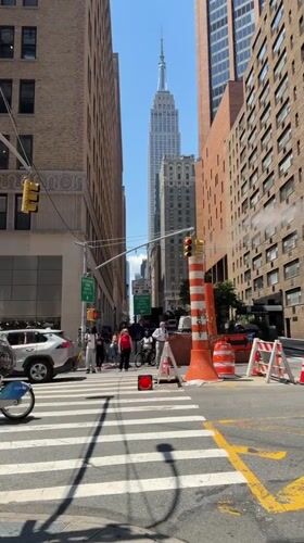 Midtown Manhattan street scenes with Empire State Building in view