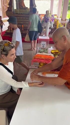 Blessing rituals and a mummified monk at Ko Samui temple