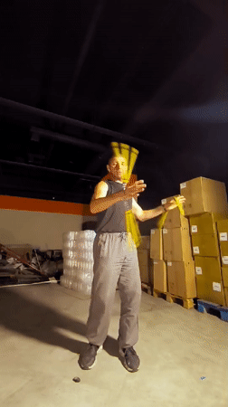 Juggling and nunchaku practice in a Karaganda warehouse