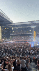 Sold-out stadium concert at Parken features golden statue and pyrotechnics