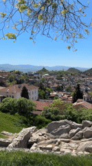 Panoramic view captured of Plovdiv from elevated historical site