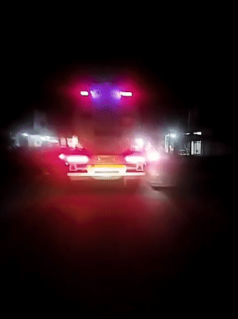 Tanker truck spotted at night in Keudebayu, Indonesia