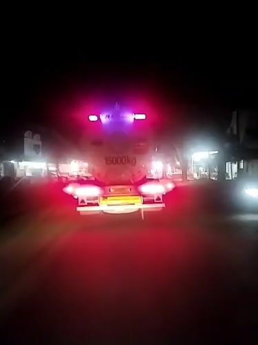 Tanker truck spotted at night in Keudebayu, Indonesia