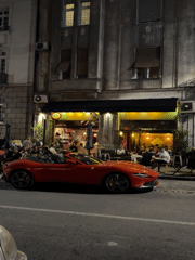 Nighttime street life captured in Belgrade's Vracar district
