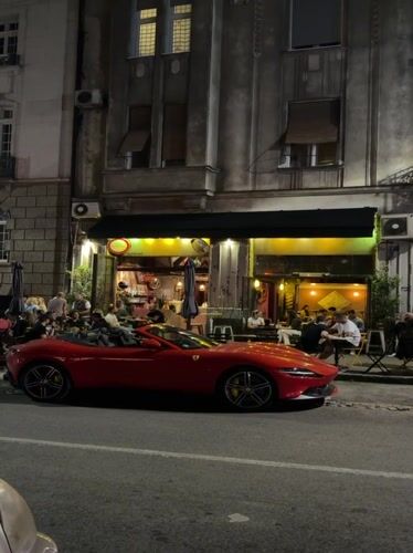 Nighttime street life captured in Belgrade's Vracar district