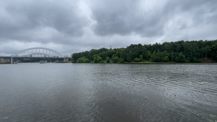 Quiet afternoon by the river in Khimki, Russia