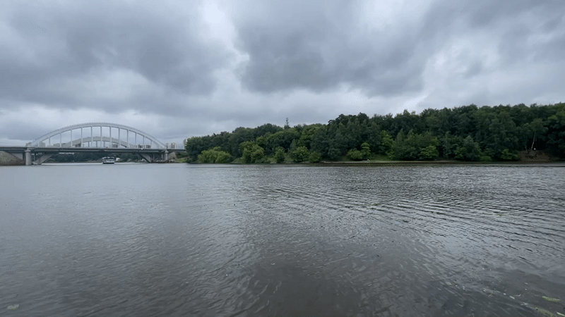 Quiet afternoon by the river in Khimki, Russia