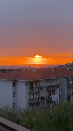 Sunset observed over water in Kuşadası, Turkey