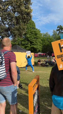 Street performer entertains crowds at Out There Festival, Great Yarmouth