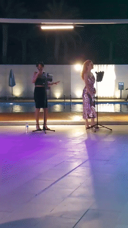 Poolside live music performance lights up an Egyptian evening