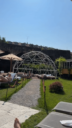 Morning spa relaxation captured at Milan wellness facility