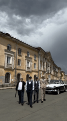 Vintage-themed wedding celebration features classic Russian Volga sedan