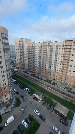 Residential buildings documented during rainy weather in Sinyavino, Russia