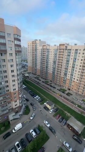 Residential buildings documented during rainy weather in Sinyavino, Russia