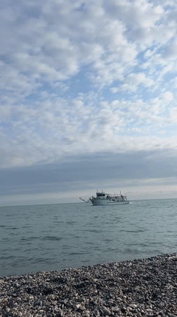 Slow afternoon on a pebble beach in Sokhumi