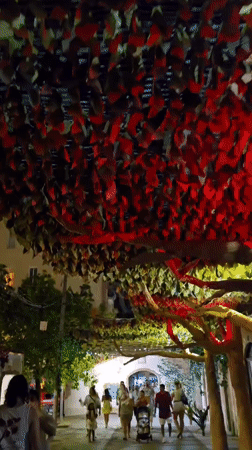 Barcelona neighborhood street fest lights up the night