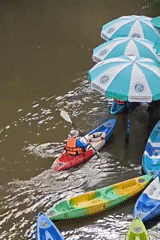 Kayaking hub and street food in Mu Si, Thailand