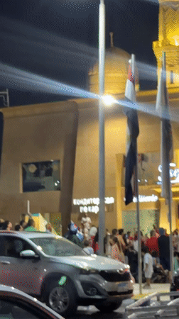 Sharm El Sheikh plaza fills up for an outdoor soccer screening