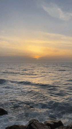 Sunset captured along Tel Aviv's Mediterranean coast April 14