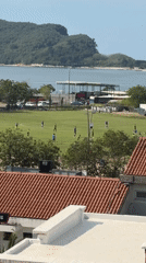 Morning soccer match and coffee captured in coastal Budva