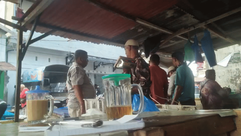 Busy fish market captured in Lhokseumawe Indonesia early morning