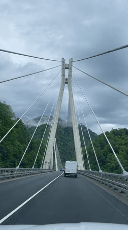 Morning bridge crossing recorded in Kepsha, Russia