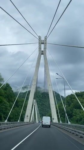 Morning bridge crossing recorded in Kepsha, Russia