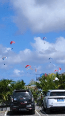 Colorful paragliders spotted over Indonesian location during morning hours
