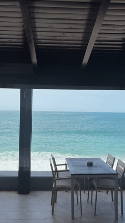 Morning seaside dining captured in Bar, Montenegro