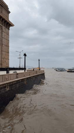 Mumbai's Gateway of India on a rough monsoon morning