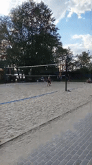 Beach volleyball match played at Ternopil Lake waterfront