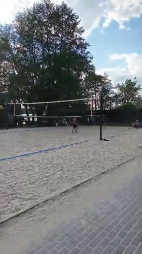 Beach volleyball match played at Ternopil Lake waterfront