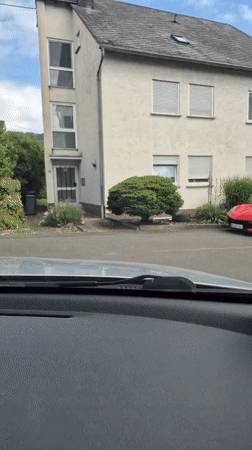 Red Corvette C8 spotted driving through Traben-Trarbach, Germany