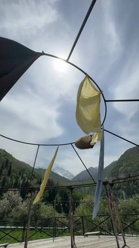 Traditional outdoor dining and spring activities documented in Almaty