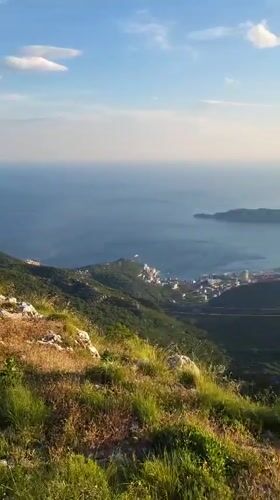 Scenic Montenegro landscape captured with dog in hillside setting