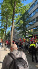 May Day demonstration with red flags draws crowd in Antwerp