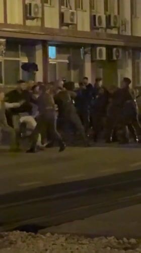 Night film production stages fight scenes at Podgorica railway station