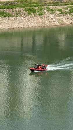 Rescue boats deploy on Yuzhong District river near dam