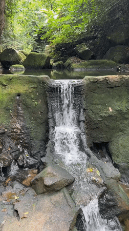 Woman enjoys quiet stream moment with child in Ko Samui