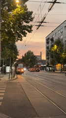 Belgrade tram street at dusk, two angles
