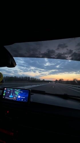 Evening highway traffic documented near Ignatievo, Bulgaria at dusk