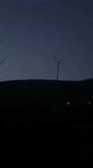 Wind turbines silhouetted against evening sky in Montenegro