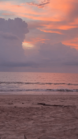 Colorful sunset observed at Choeng Thale beach, Thailand