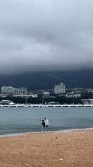 Family enjoys morning beach outing in Gelendzhik, Russia