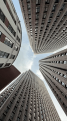 Moscow Buildings Photographed From Below on Cloudy Afternoon